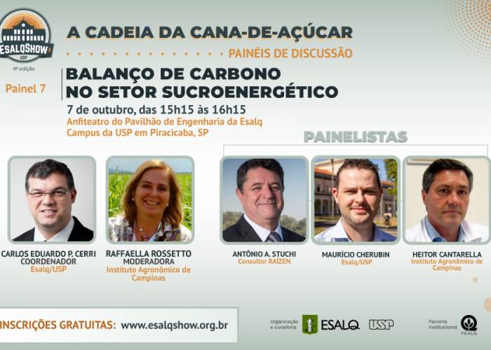 Balanço de carbono no setor sucroenergético é o tema que encerrará painéis de discussão da 4ª edição do Esalqshow - EsalqShow